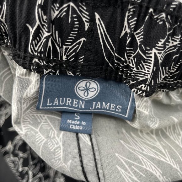 Lauren James Size Small Black White Pineapple Swim Shorts Drawstring Womens - Picture 5 of 6